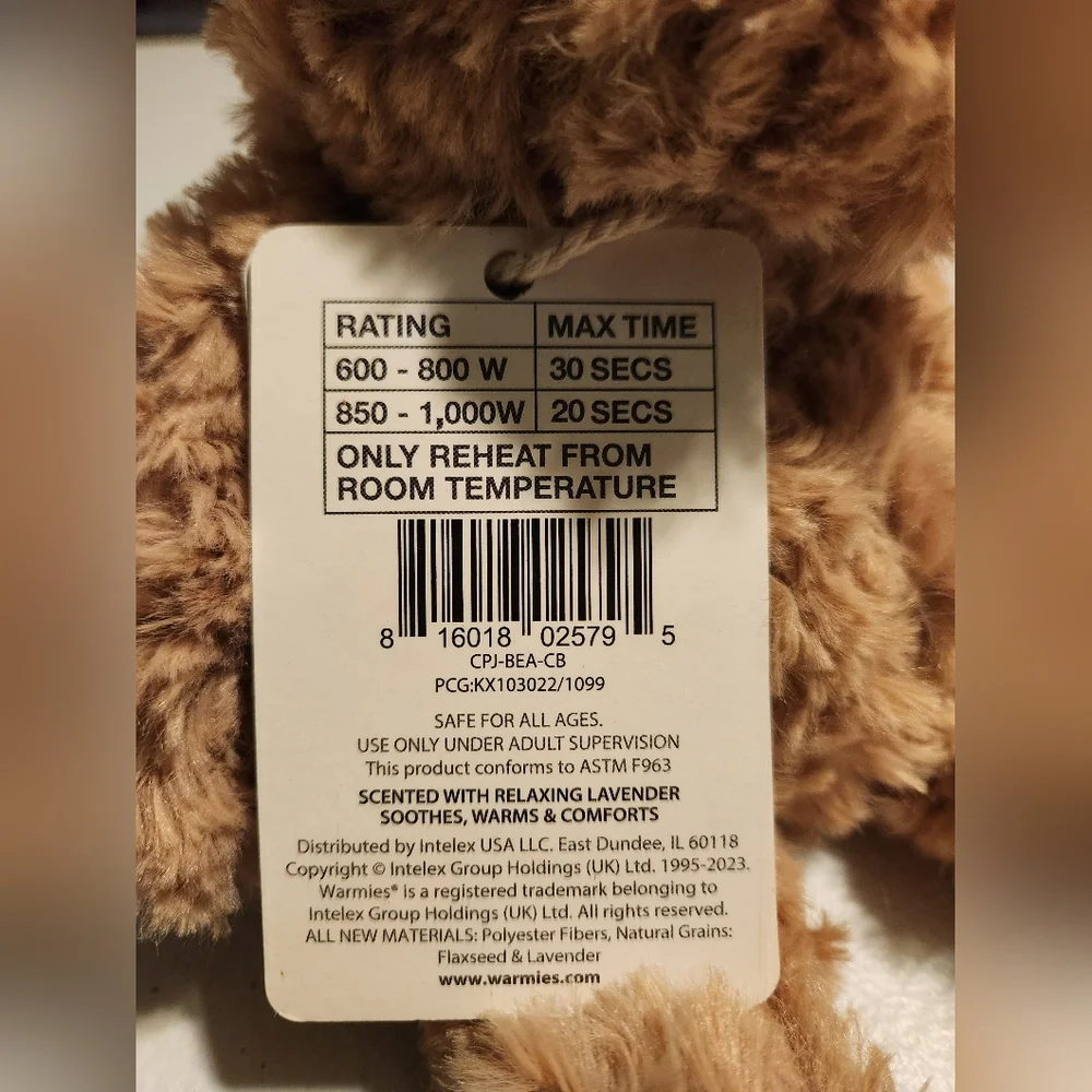 Warmies Brown Curly Bear Junior - Picture 12 of 14